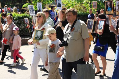 Voronej, Rusya, 9 Mayıs 2016: sakinleri unutulmaz procession 
