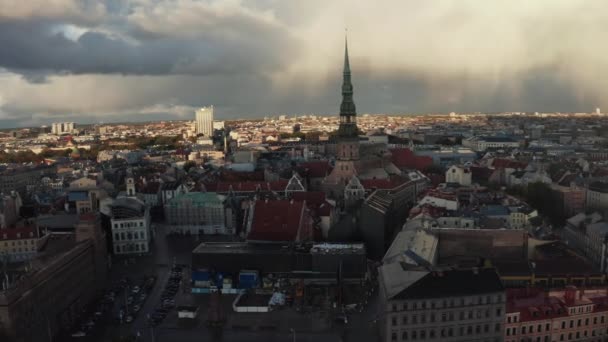 Assolutamente Incredibile Ripresa Aerea Sulla Città Vecchia Riga Capitale Della — Video Stock