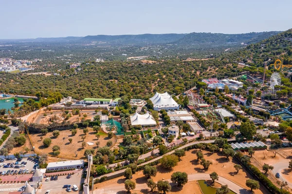 Vista Aérea Del Parque Safari Bari Italia Con Jirafa Alimentada — Foto de Stock