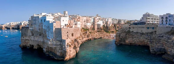 Letecká Panoramatická Panoramatická Krajina Města Polignano Mare Region Puglia Itálie — Stock fotografie