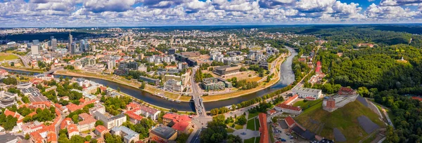 Sunny Aerial Vilnius Old Town Червоні Дахи Вільнюса Висоти Пташиного — стокове фото