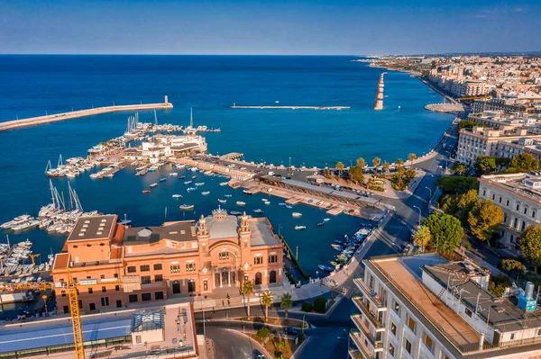 Bella Vista Panoramica Aerea Foto Dal Drone Volante Tramonto Bari — Foto Stock