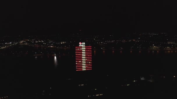 Riga Letland 2020 Licht Festival Staro Riga Letse Toren Gebouw — Stockvideo