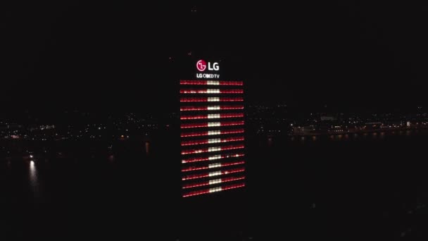 Riga Letland 2020 Licht Festival Staro Riga Letse Toren Gebouw — Stockvideo