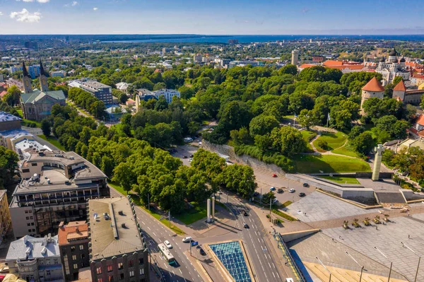 Luftaufnahme Des Freiheitskreuzes Zentrum Von Tallinn Platz Der Freiheit Tallinn — Stockfoto