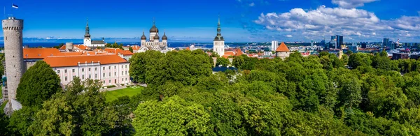 Incrível Drone Aéreo Filmado Cidade Velha Tallinn Estônia Pôr Sol — Fotografia de Stock