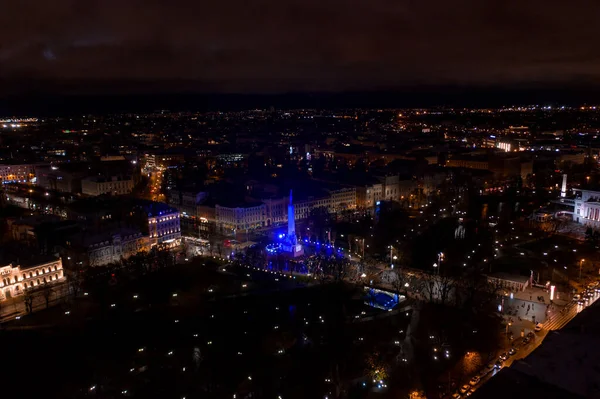 Panoramiczny Widok Miasto Ryga Kościołem Piotra Pierwszym Planie Długa Ekspozycja — Zdjęcie stockowe