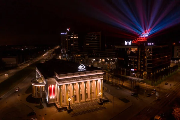 Riga Lettland 2020 Lichterfestival Staro Riga Das Lettische Lmt Gebäude — Stockfoto