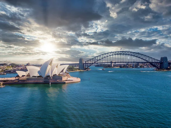 2020 시드니 오스트레일리아 위에서 바라보면 브리지 오페라 하우스 항구가 시드니 — 스톡 사진