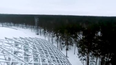 Kış ormanının resimli panoramik manzarası