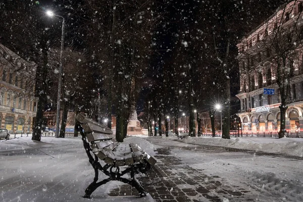 February 2021 Riga Latvia Beautiful Winter Night Old Town Riga — 图库照片