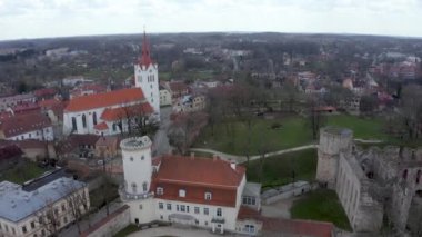 Aerial view of beautiful historical Cesis city in Latvia