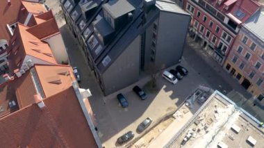 Merkezinde St. Peters katedrali olan Riga 'nın güzel hava manzarası..