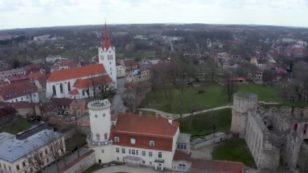 Aerial View Beautiful Historical Cesis City Latvia — Wideo stockowe