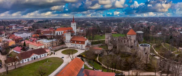 Cesis Latvia May 2021 Aerial View Beautiful City Cesis Latvia — Fotografia de Stock