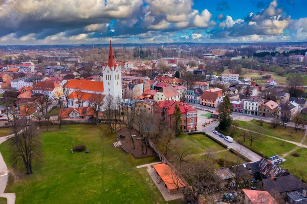 Cesis Latvia May 2021 Aerial View Beautiful City Cesis Latvia — Zdjęcie stockowe