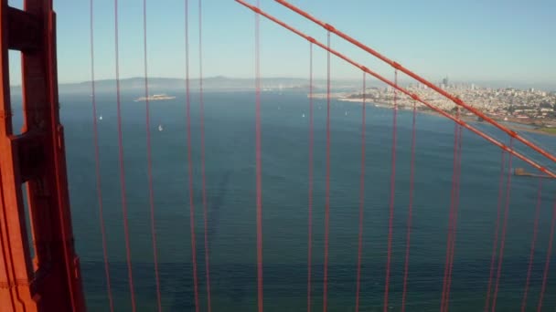 Aerial view of the San Francisco Golden Gate bridge. Beautiful close up shots. — Stock Video