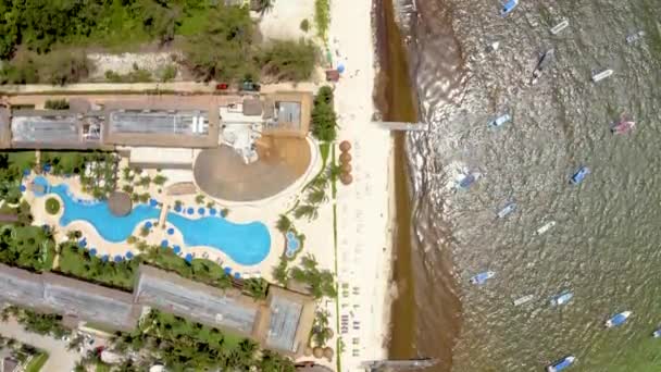 Cancun resort uitzicht vanuit de lucht. Punta Norte strand, Cancun, Mexico. Close-up zicht — Stockvideo