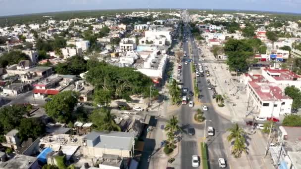 上記からトゥルムの町の空中ビュー。メキシコの小さな村 — ストック動画