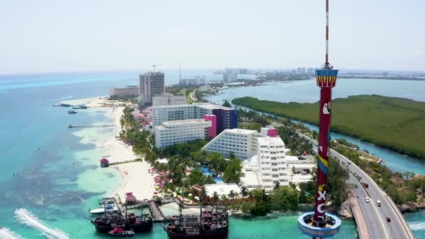 Schöne Aussicht auf Cancun von oben. Mexikanische Luftaufnahme — Stockvideo