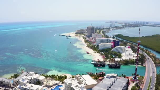 Cancun Meksika Mayıs 2021 Yukarıdan Cancun Güzel Manzarası Otel Plaj — Stok video