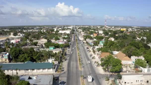 Luftaufnahme Der Stadt Tulum Von Oben Kleines Mexikanisches Dorf Nahe — Stockvideo