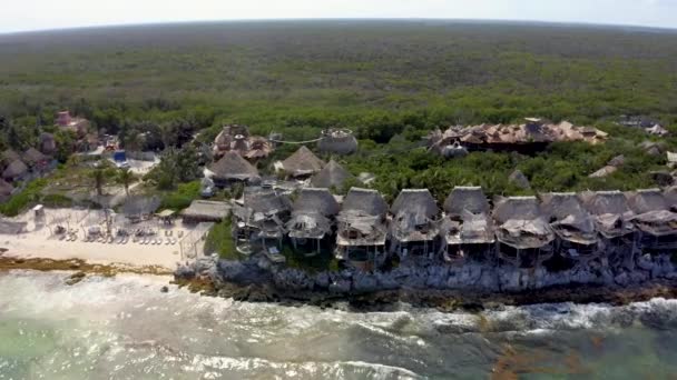 Tulum Messico Maggio 2021 Vista Aerea Dell Hotel Lusso Azulik — Video Stock