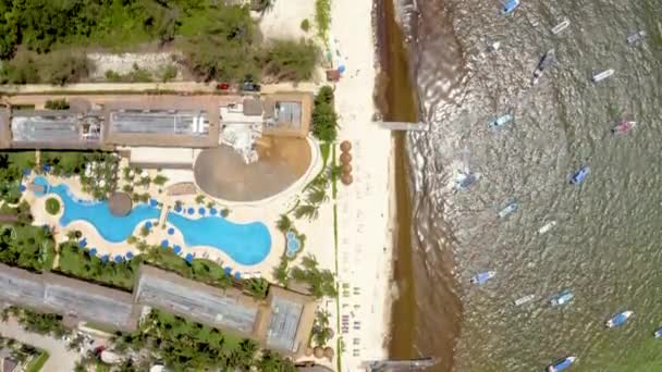 Κανκούν Θέρετρο Εναέρια Θέα Παραλία Πούντα Νόρτε Κανκούν Μεξικό Κοντινή — Αρχείο Βίντεο