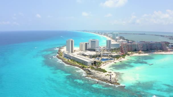 Cancun Mexico May 2021 Aerial View Cancun Showing Luxury Resorts — Stock Video