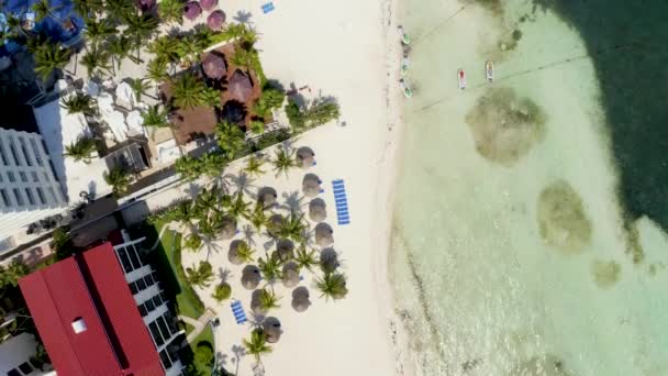 Чудовий Мальовничий Краєвид Канкуна Згори Повітряний Мексиканський Вид Готелю Пляжів — стокове відео