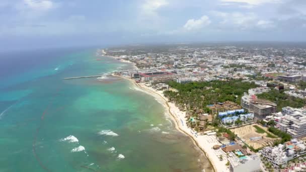 Meksika Daki Playa Del Carmen Kasabasının Havadan Görünüşü Lüks Tatil — Stok video