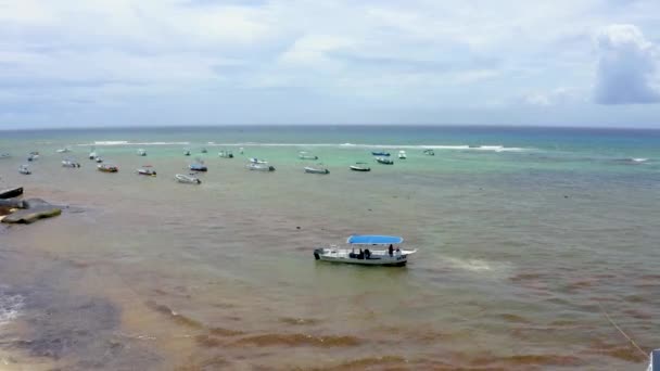 Flygfoto Över Staden Playa Del Carmen Mexiko Utsikt Över Lyxiga — Stockvideo