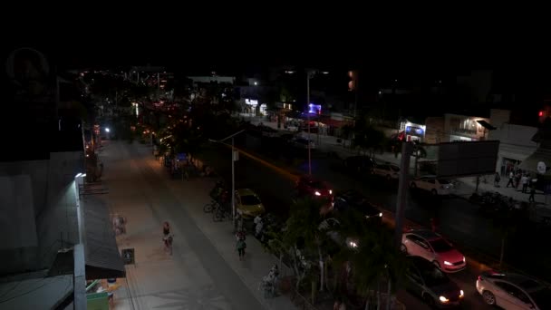 Aerial View Tulum City Night Mexico — Stockvideo