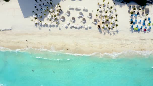 Beautiful aerial view of the beaches in Mexico near Cancun, Playa Del Carmen — Stock Video