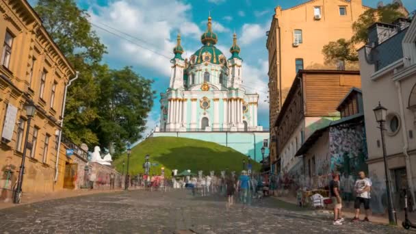 Kyiv Ukraine June 2021 Andrew Church Kyiv Ukraine Dnipro River — Stockvideo