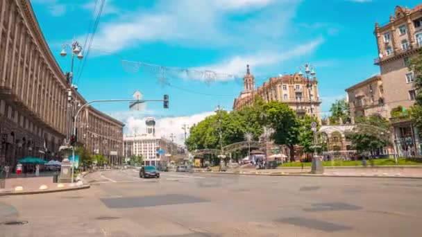 Widok Timelapse centralnej części Kijowa, Ukraina, zwany Chreschatyk — Wideo stockowe