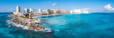 Punta Norte sahilinin havadan görünüşü, Cancun, Mxico. Meksika, Cancun 'da Karayip Denizi yakınında lüks otelleri olan güzel bir sahil bölgesi.. 