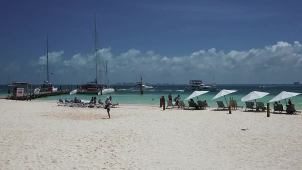 Sunny Paradise plage de sable blanc sur une île mexicaine par les Caraïbes. — Video