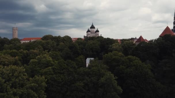 Aerial view of medieval Tallinn city in Estonia, Baltics. — Video