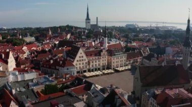 Aerial view of medieval Tallinn city in Estonia, Baltics.