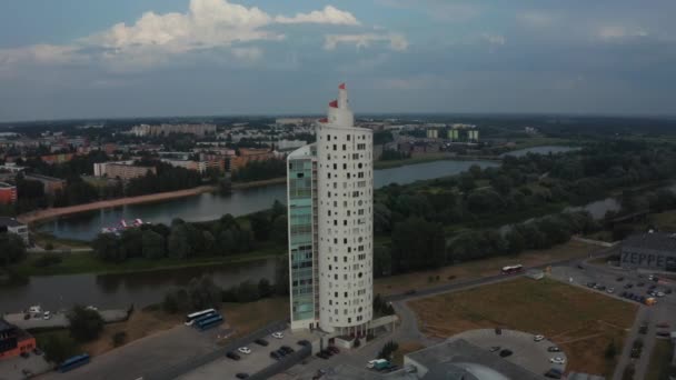 Cityscape of Tartu town in Estonia. Aerial view of the student city of Tartu. — стокове відео