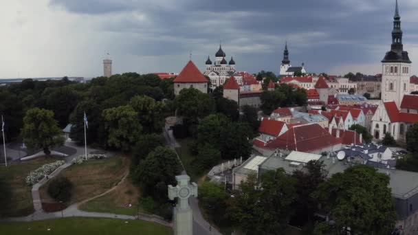 Letecký pohled na náměstí svobody v Tallinu, Estonsko. — Stock video