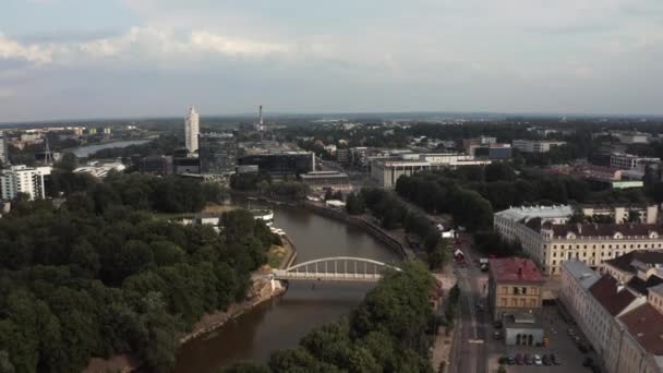 Cityscape of Tartu town in Estonia. Aerial view of the student city of Tartu. — Video