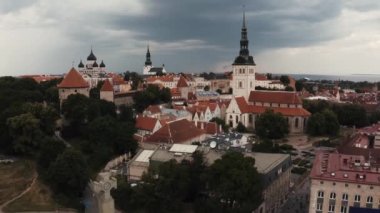 Aerial view of medieval Tallinn city in Estonia, Baltics.