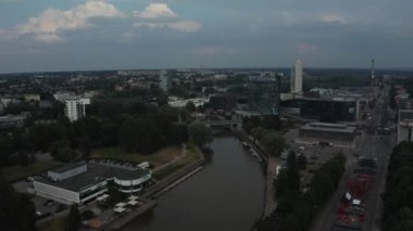 Cityscape of Tartu town in Estonia. Aerial view of the student city of Tartu.