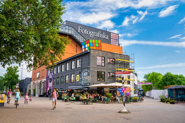 Fotografiska, Photography Museum, Colorfull Cube and Sign. — Foto de Stock