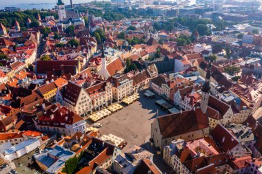 Medieval Tallinn, aerial view on the bright