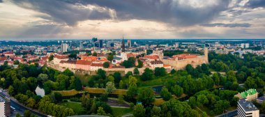 Castle view in Tallinn. Scene from above at sunset.