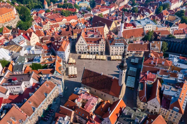 Medieval Tallinn, aerial view on the bright