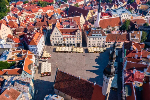 Medieval Tallinn, aerial view on the bright — Stok fotoğraf